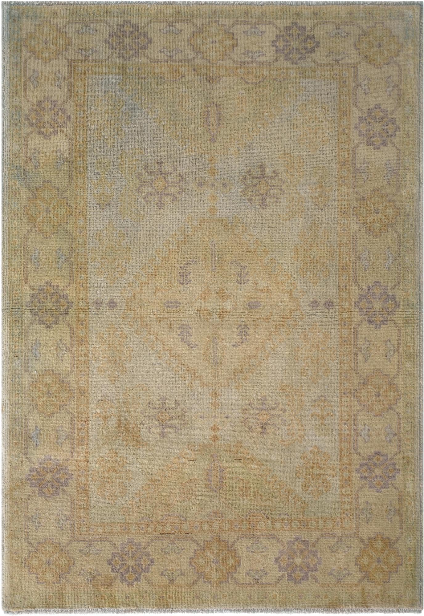  3' 5 x 4' 9  Hand Knotted Oushak Wool Rug