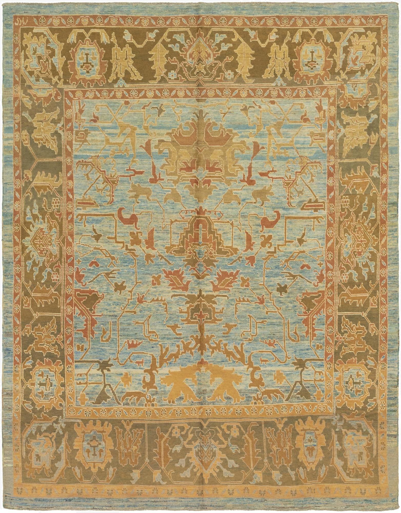  11' x 14' 4  Hand Knotted Oushak Wool Rug