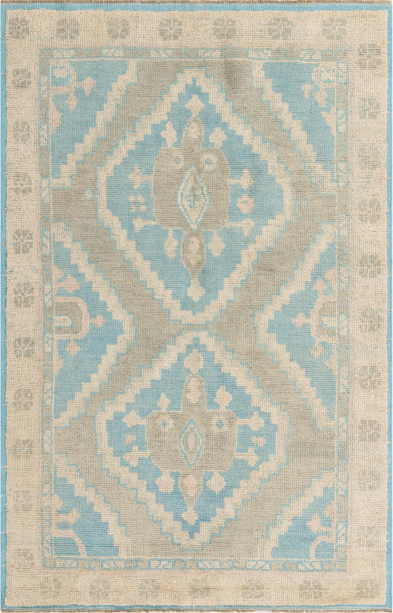  6' 1 x 9' 5  Hand Knotted Oushak Wool Rug