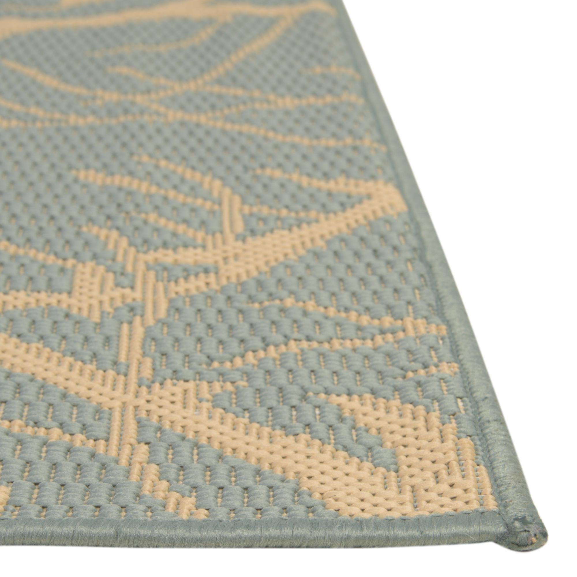 Light Blue 2' x 3' Botanical Indoor / Outdoor Rug | Rugs.com