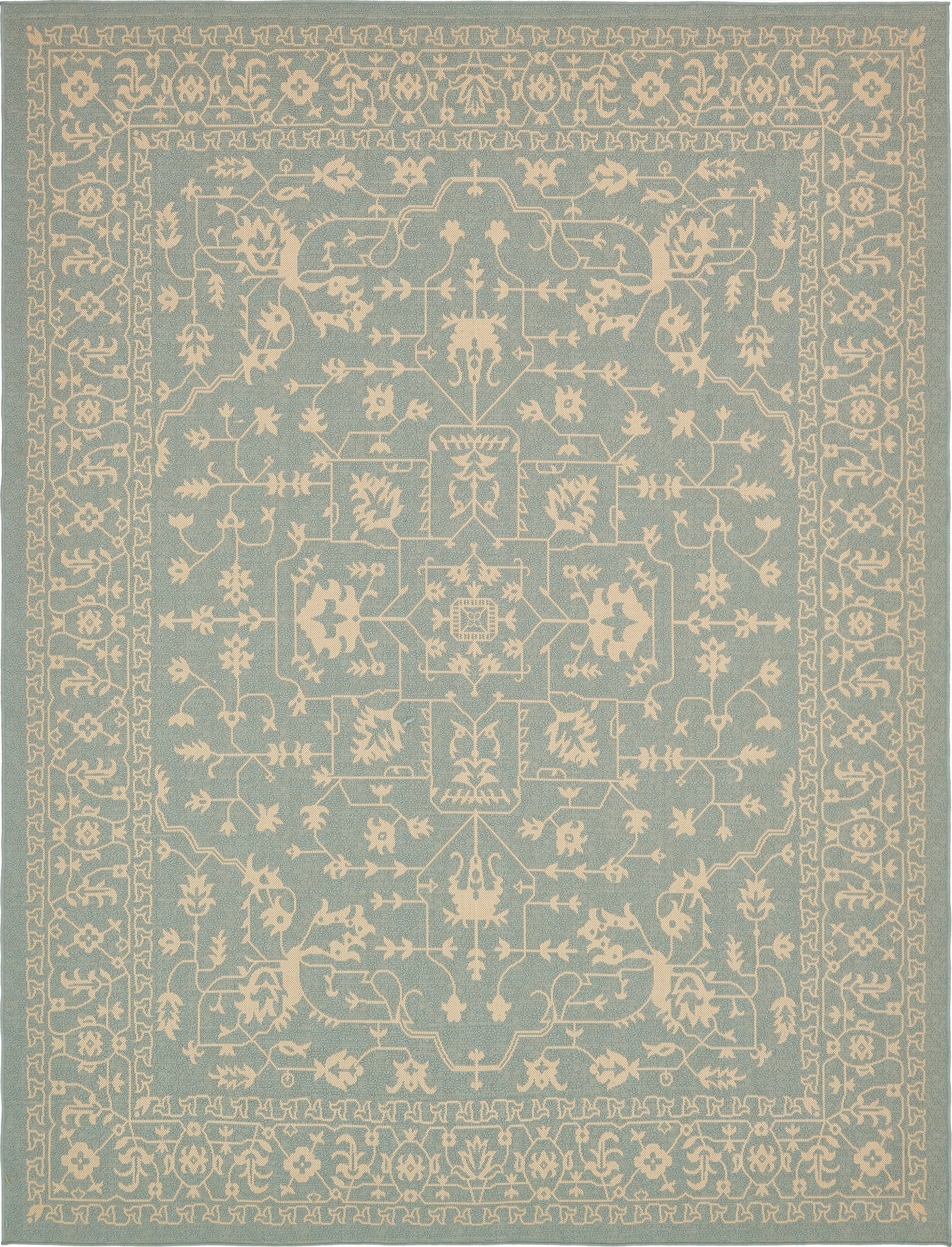  9' x 12'  Washable Botanical Indoor / Outdoor Rug