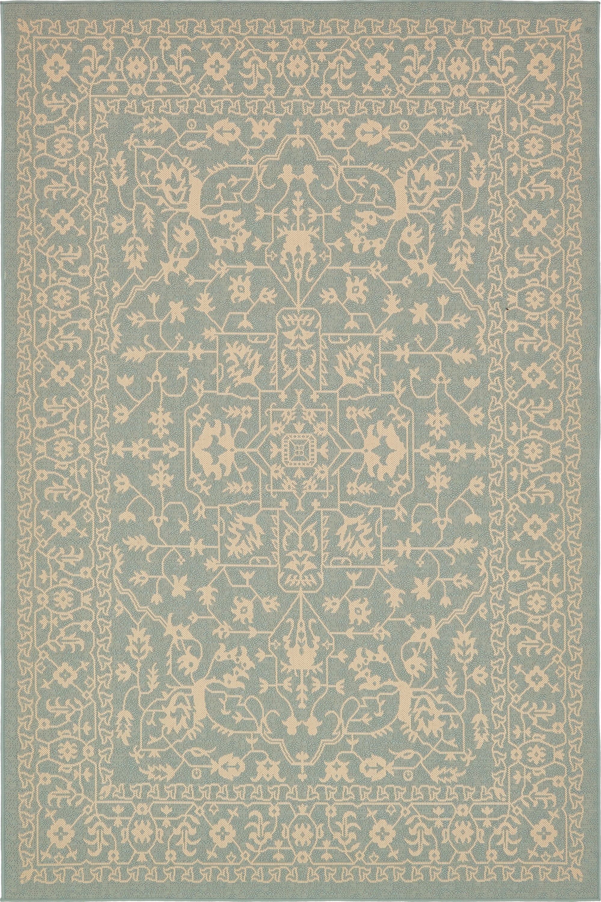  6' x 9'  Washable Botanical Indoor / Outdoor Rug