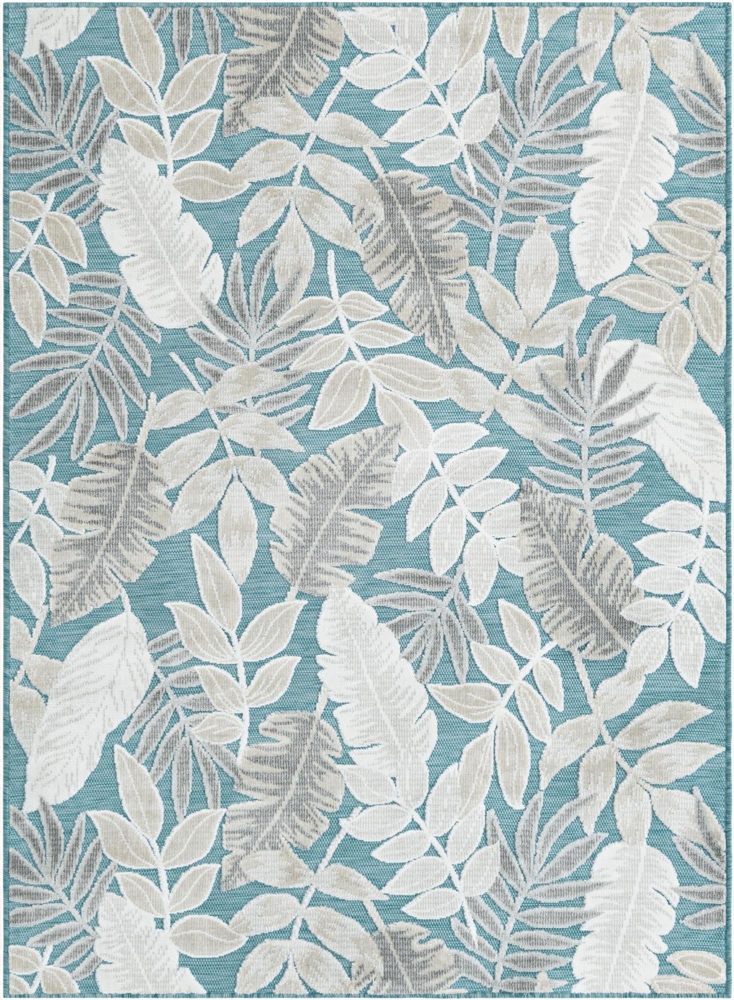  4' 5 x 6'  Washable Botanical Indoor / Outdoor Rug