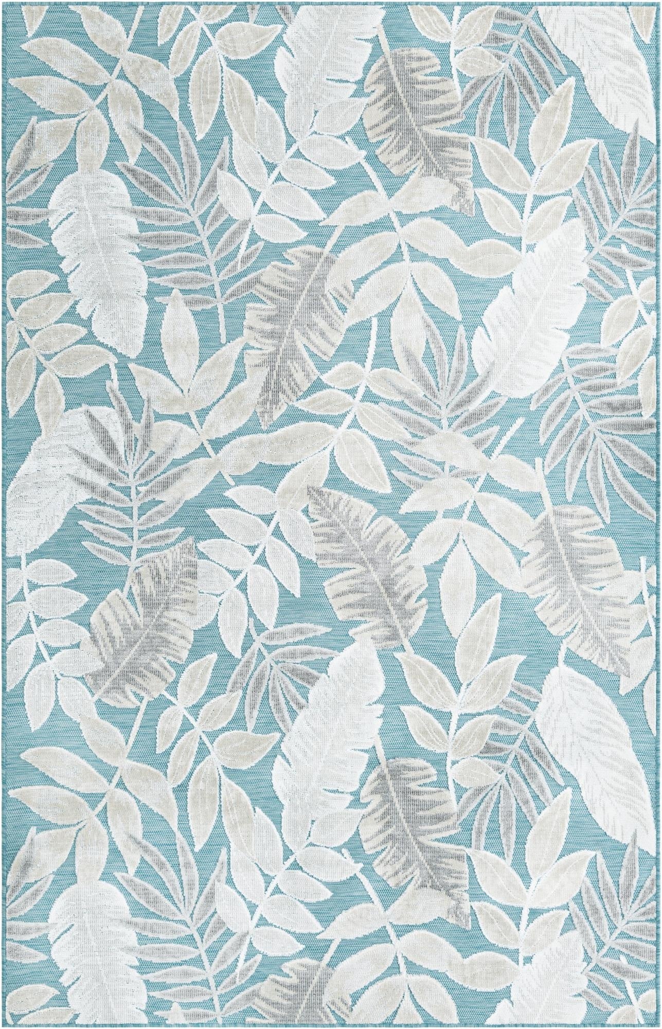  5' 2 x 8'  Washable Botanical Indoor / Outdoor Rug