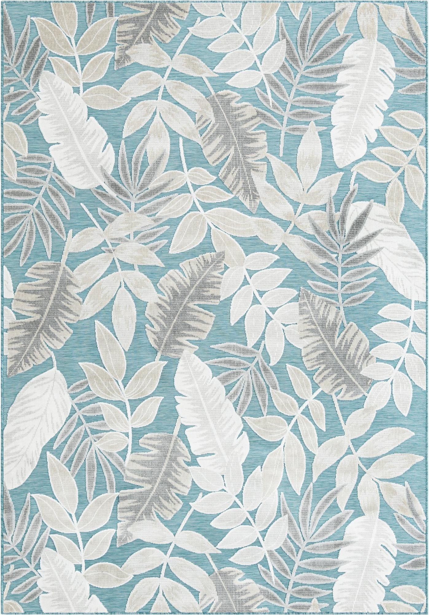  6' 4 x 9'  Washable Botanical Indoor / Outdoor Rug