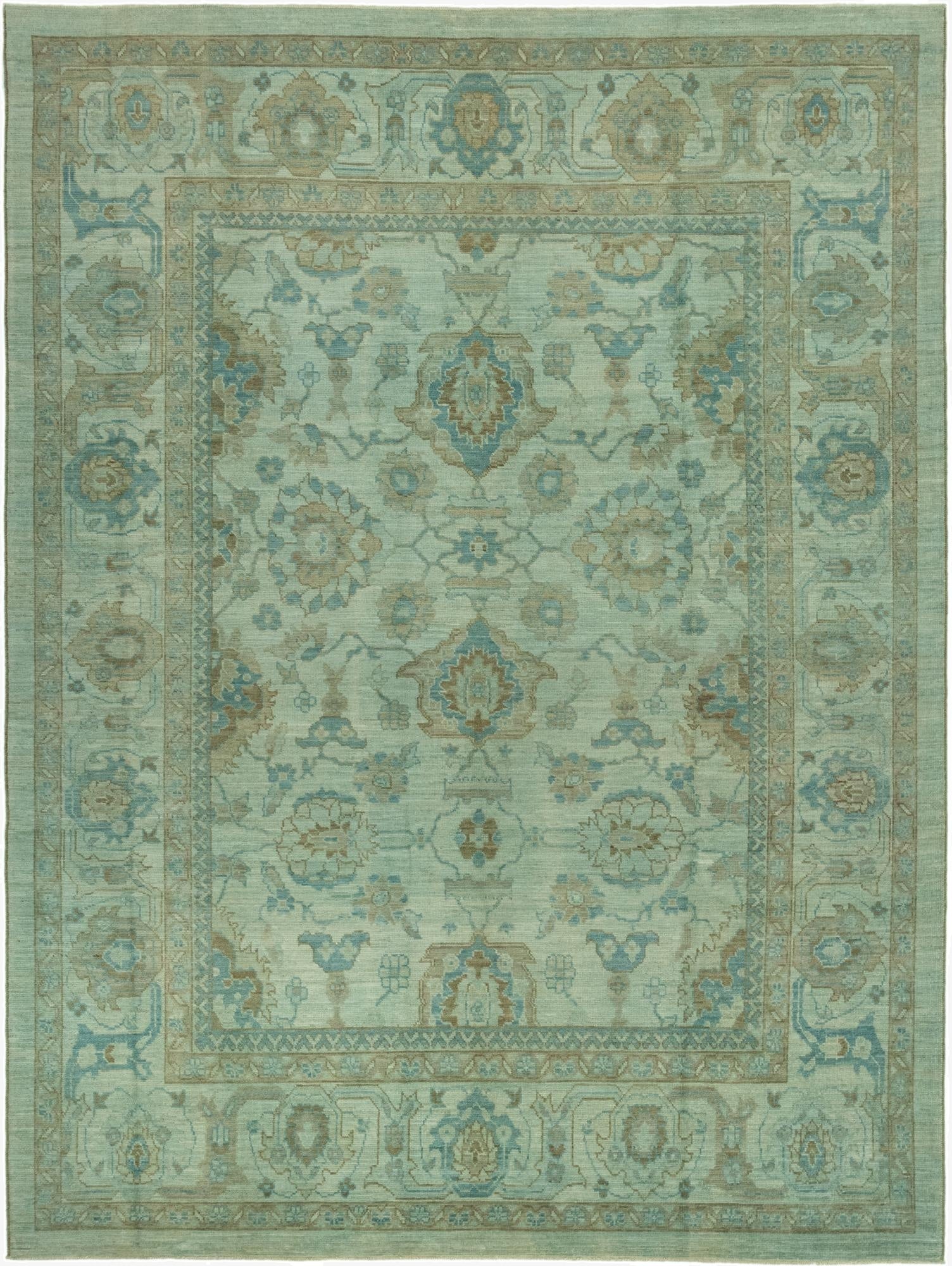  9' 1 x 12' 2  Hand Knotted Peshawar Ziegler Wool Rug