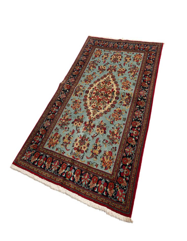 Detail image of  4' 7 x 6' 11  Hand Knotted Qom Persian Rug