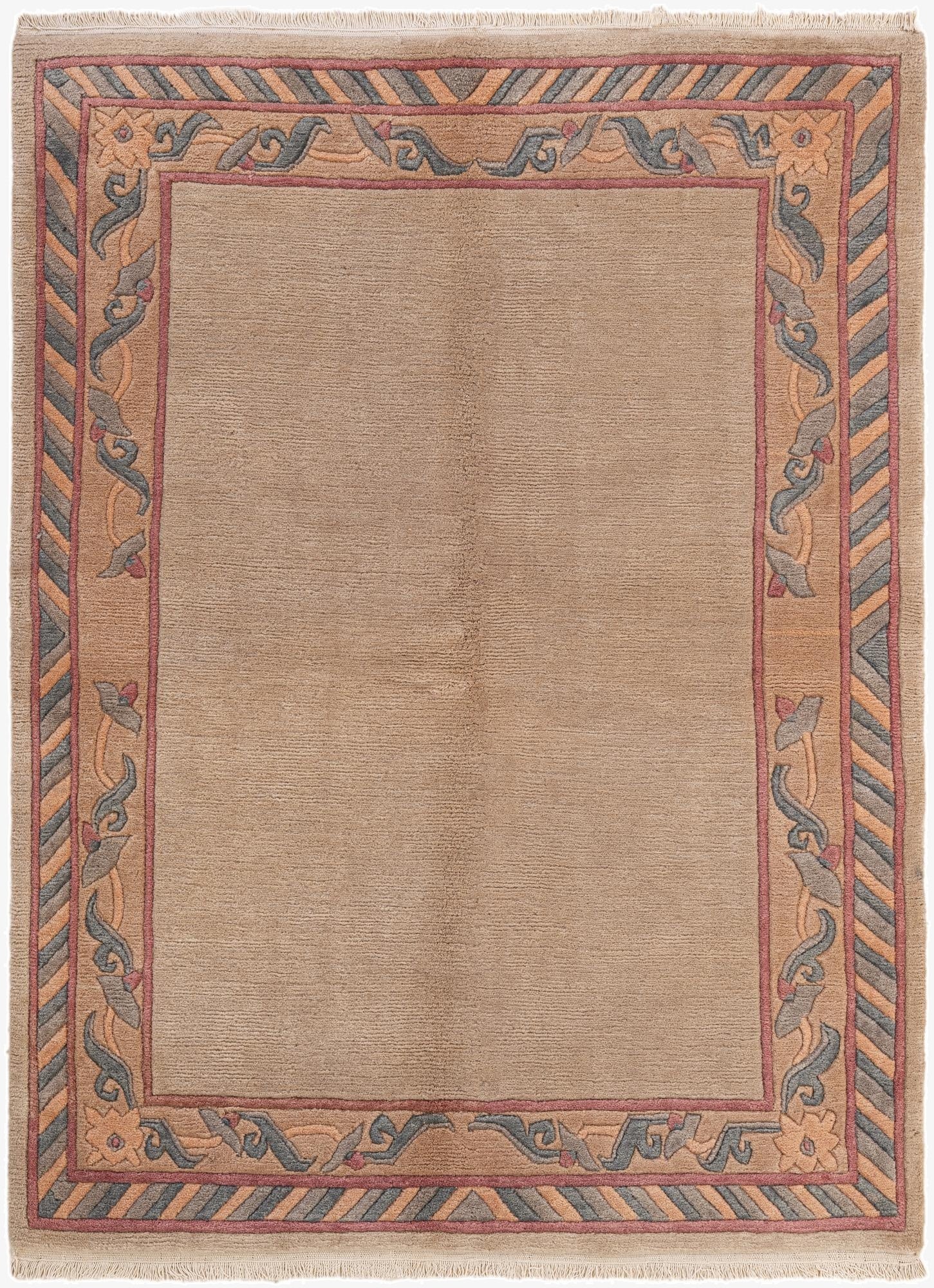  4' 10 x 6' 5  Hand Knotted Tibet Wool Rug