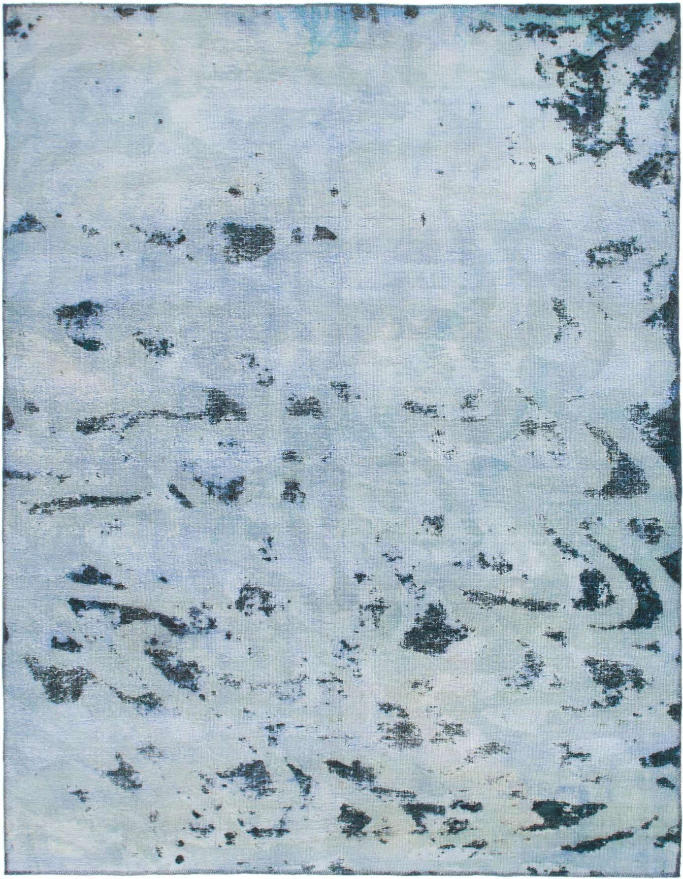 A 6x9 rectangular Ultra Vintage wool rug featuring an abstract, distressed pattern in varying shades of light blue and dark blue.