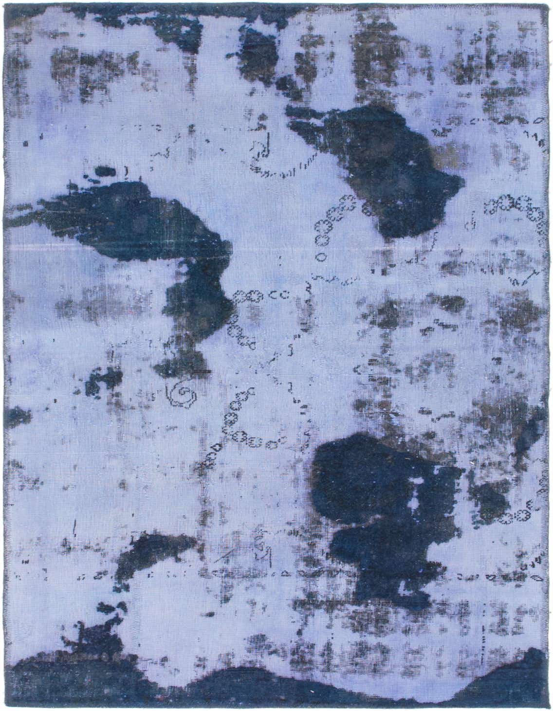 A 4x6 rectangular Ultra Vintage wool rug featuring a distressed light blue and dark blue abstract Persian pattern.