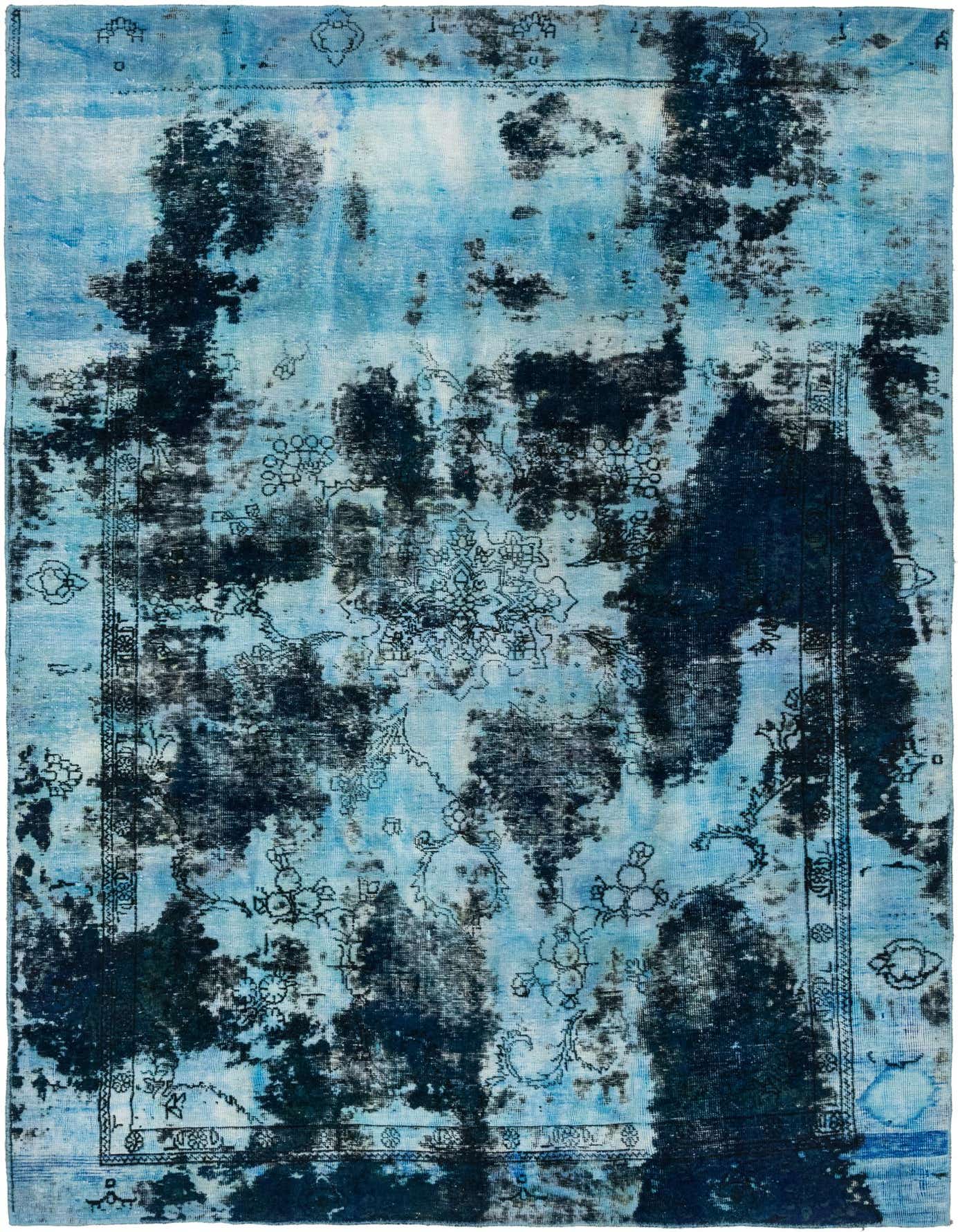 An 8x11 rectangular Ultra Vintage rug featuring a distressed Persian medallion pattern in varying shades of light and dark blues.