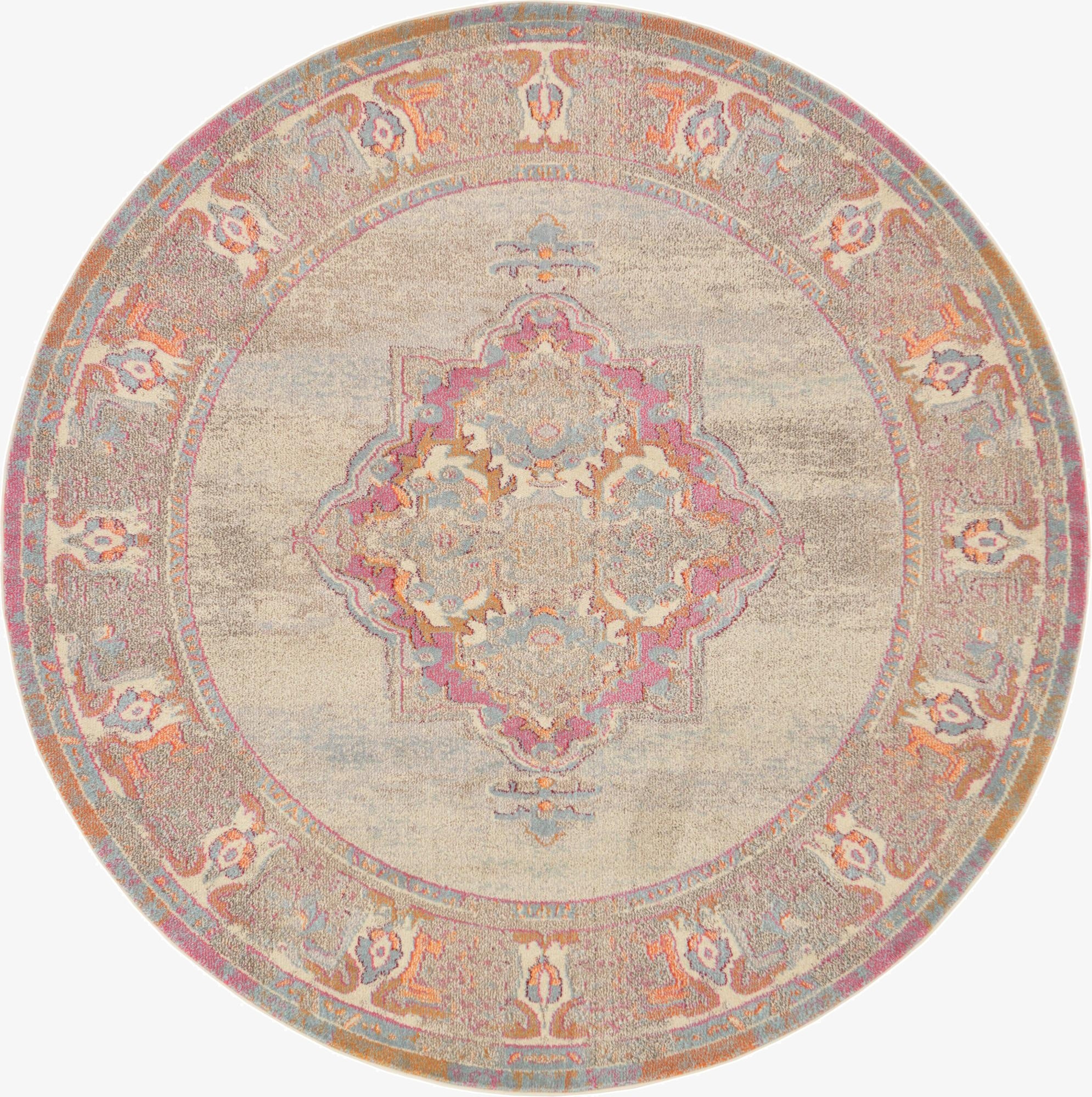  8' x 8'  Washable Fleur Round Rug