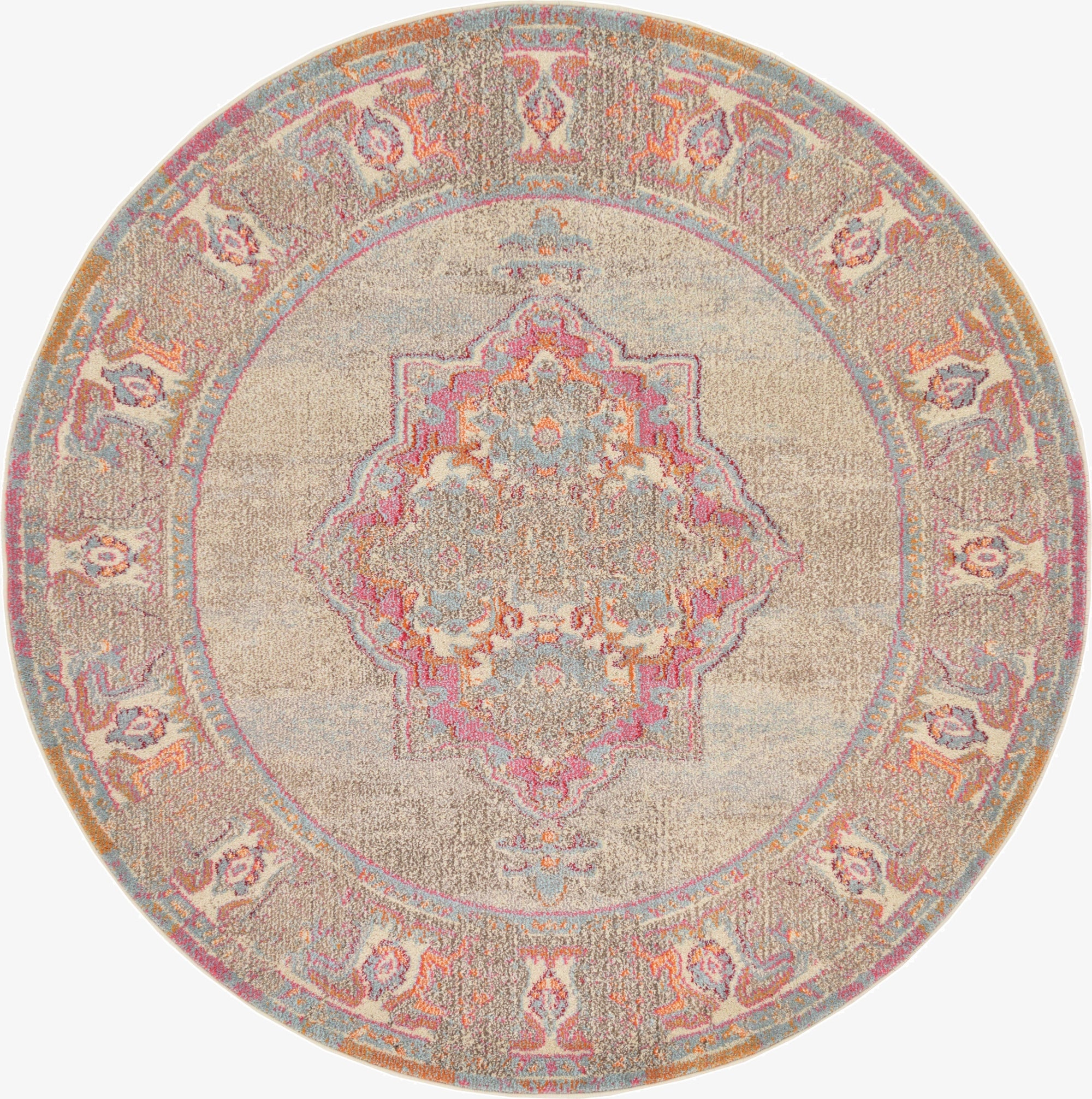  6' x 6'  Washable Fleur Round Rug