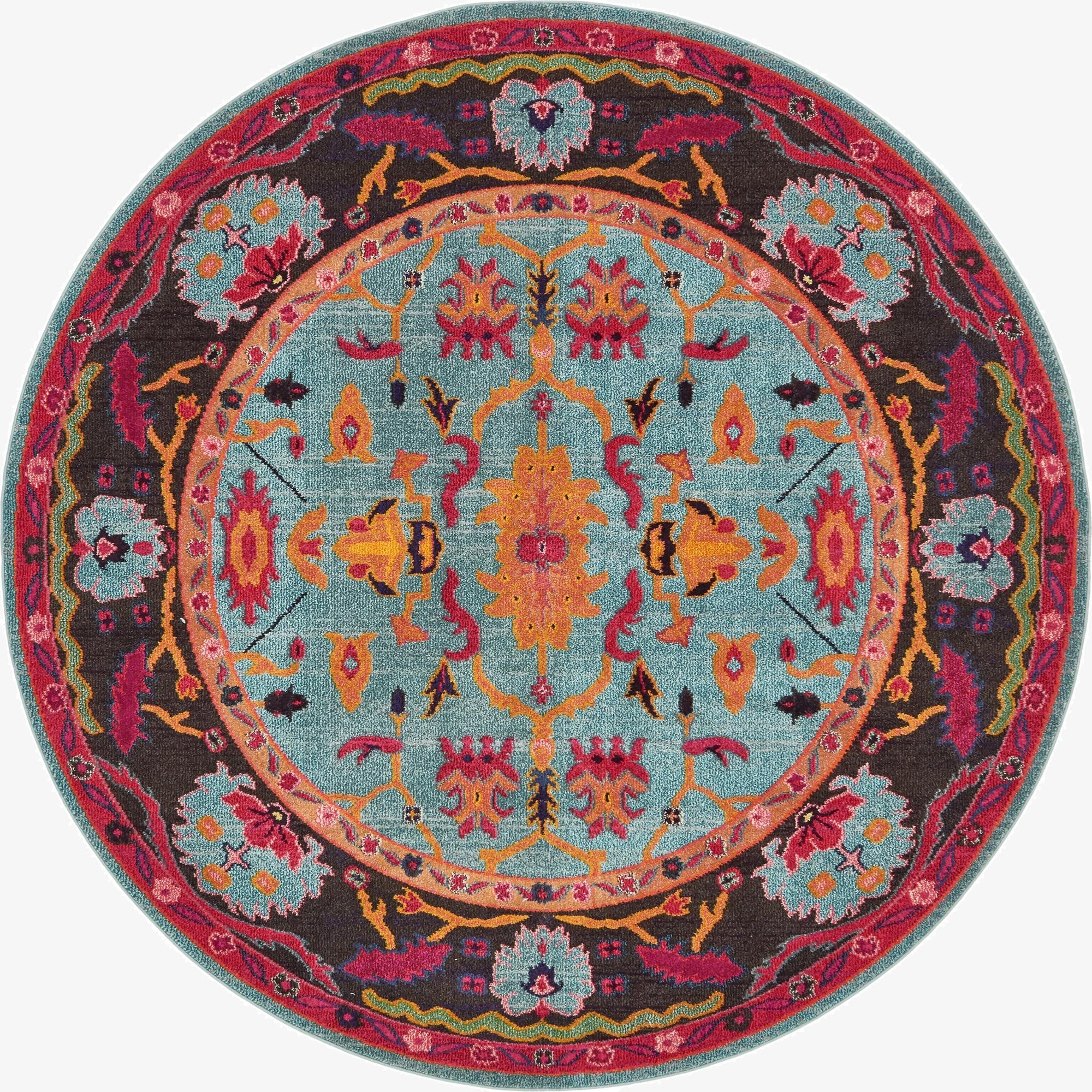  8' x 8'  Washable Fleur Round Rug