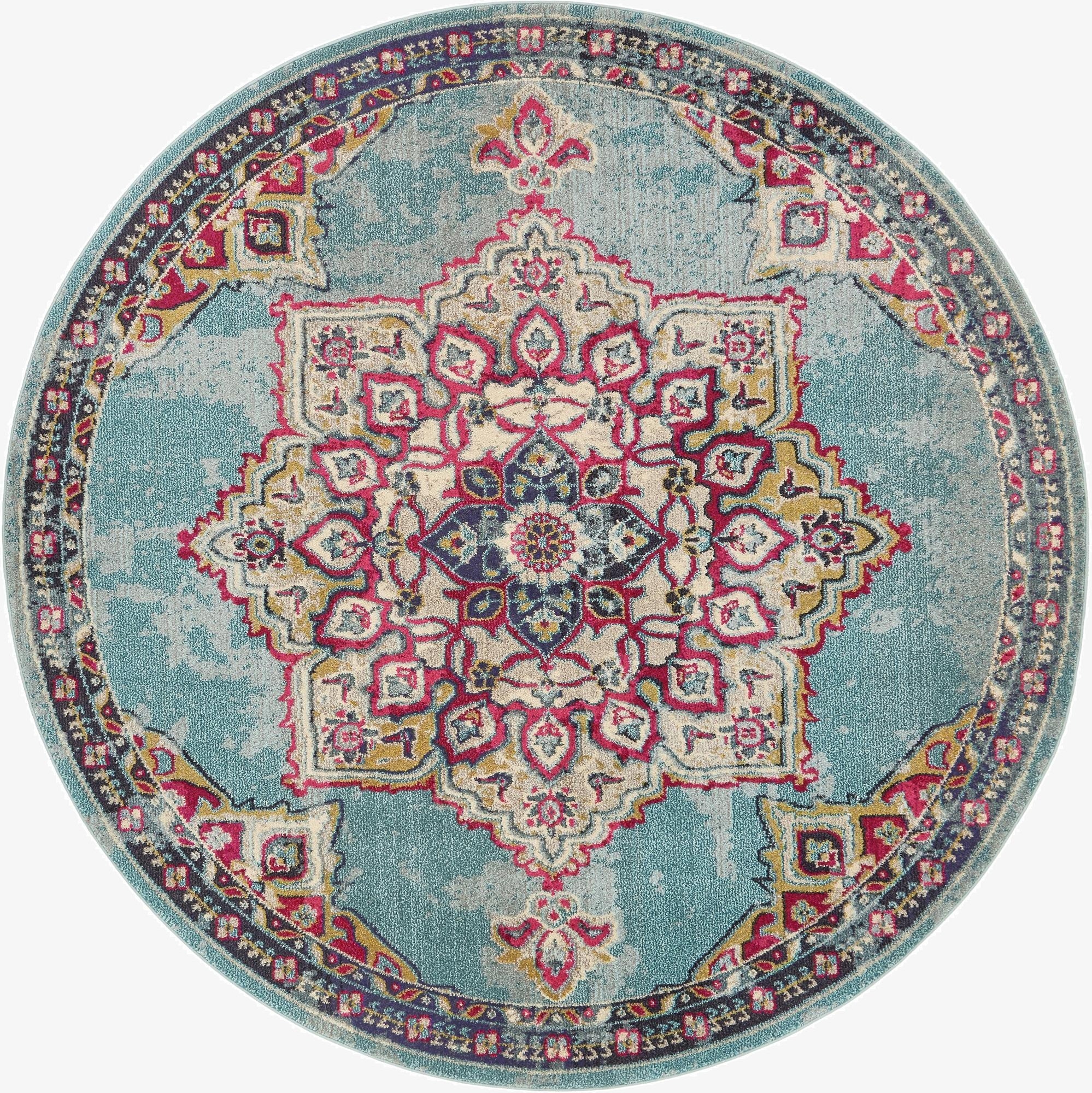  8' x 8'  Washable Fleur Round Rug