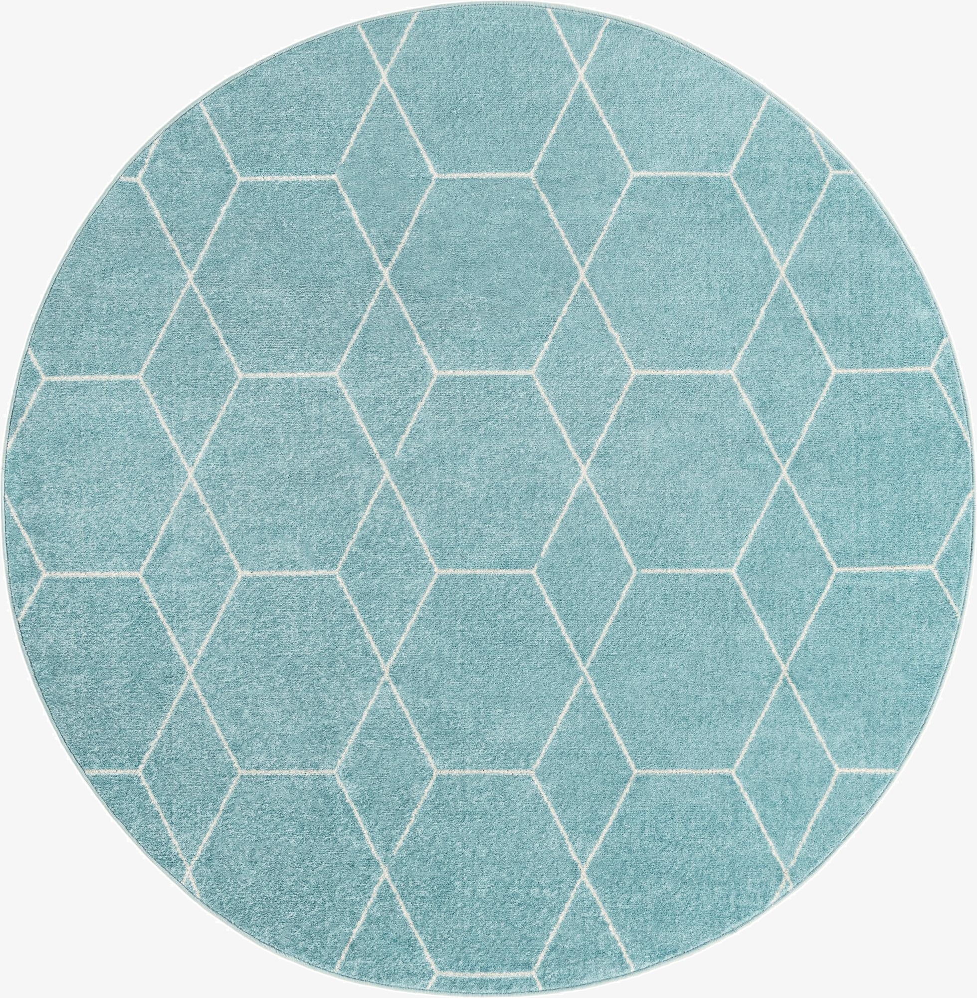  7' 10 x 7' 10 Lattice Frieze Round Rug