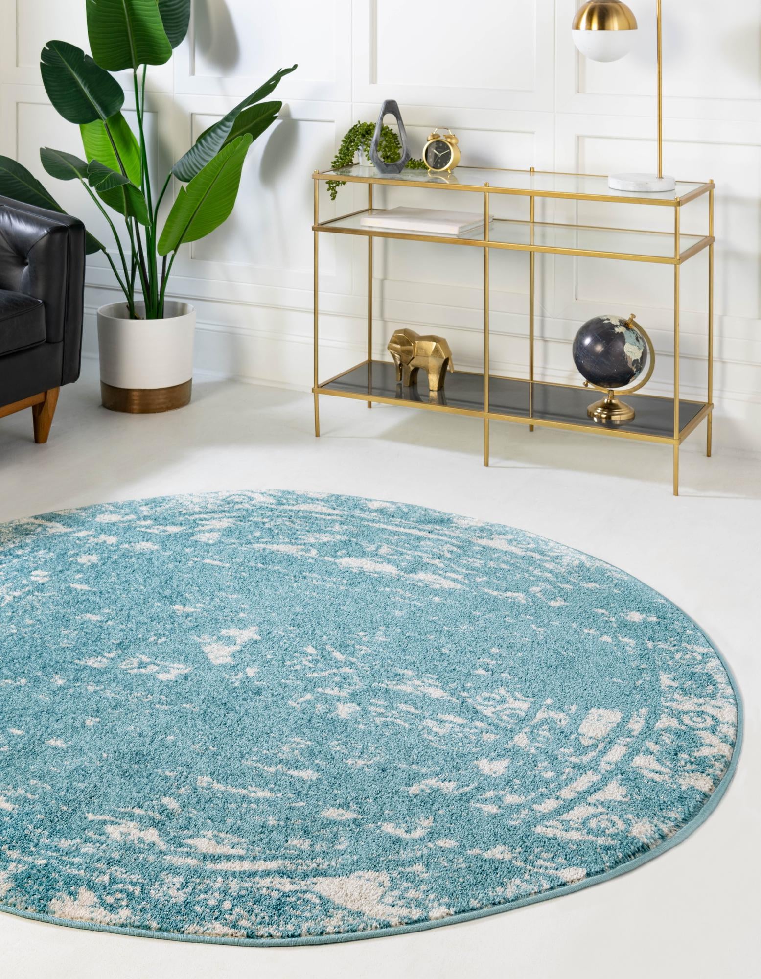 Light Blue 7' 10 x 7' 10 Lennon Round Rug | Rugs.com