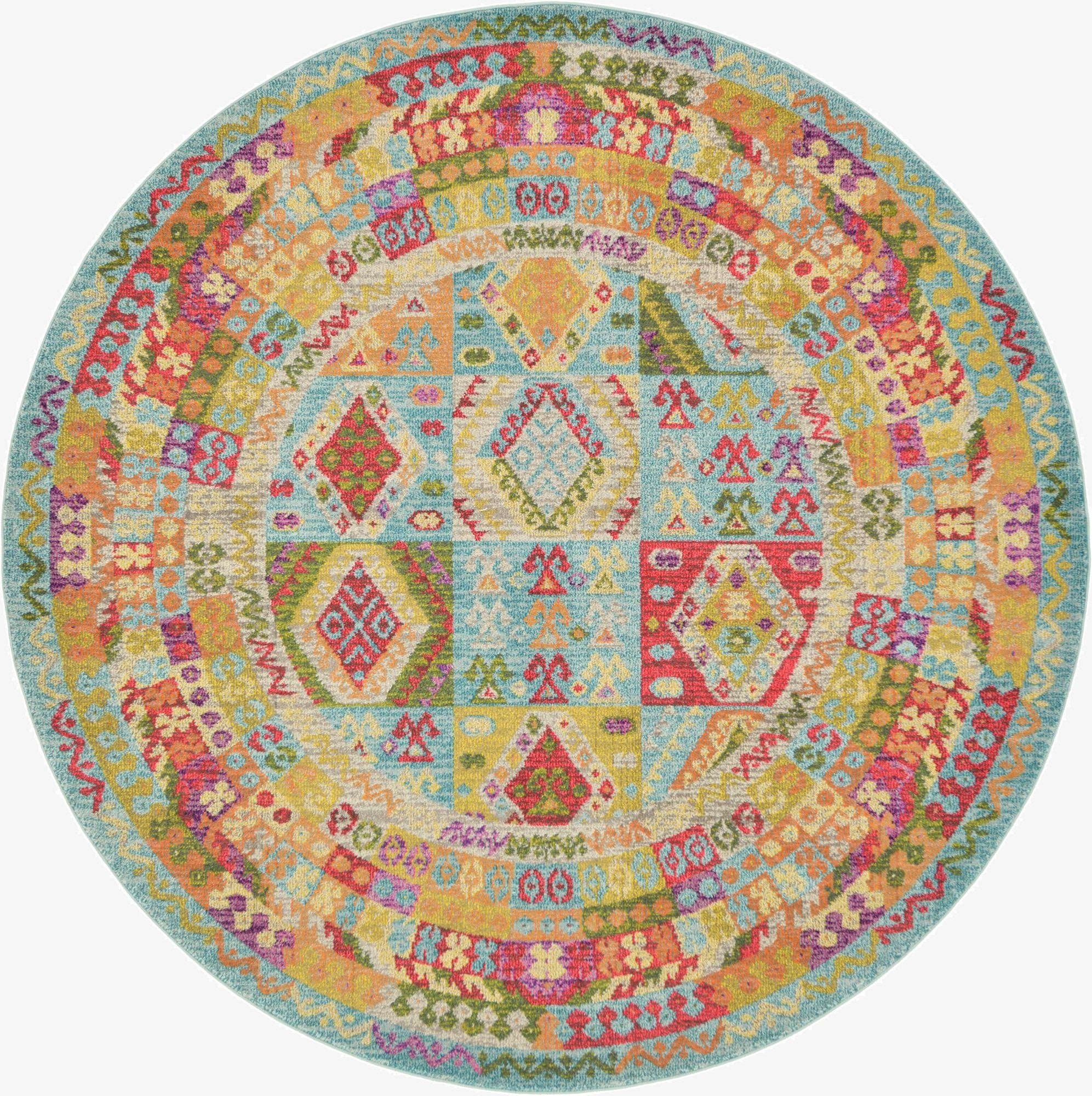  8' x 8'  Washable Mesa Round Rug