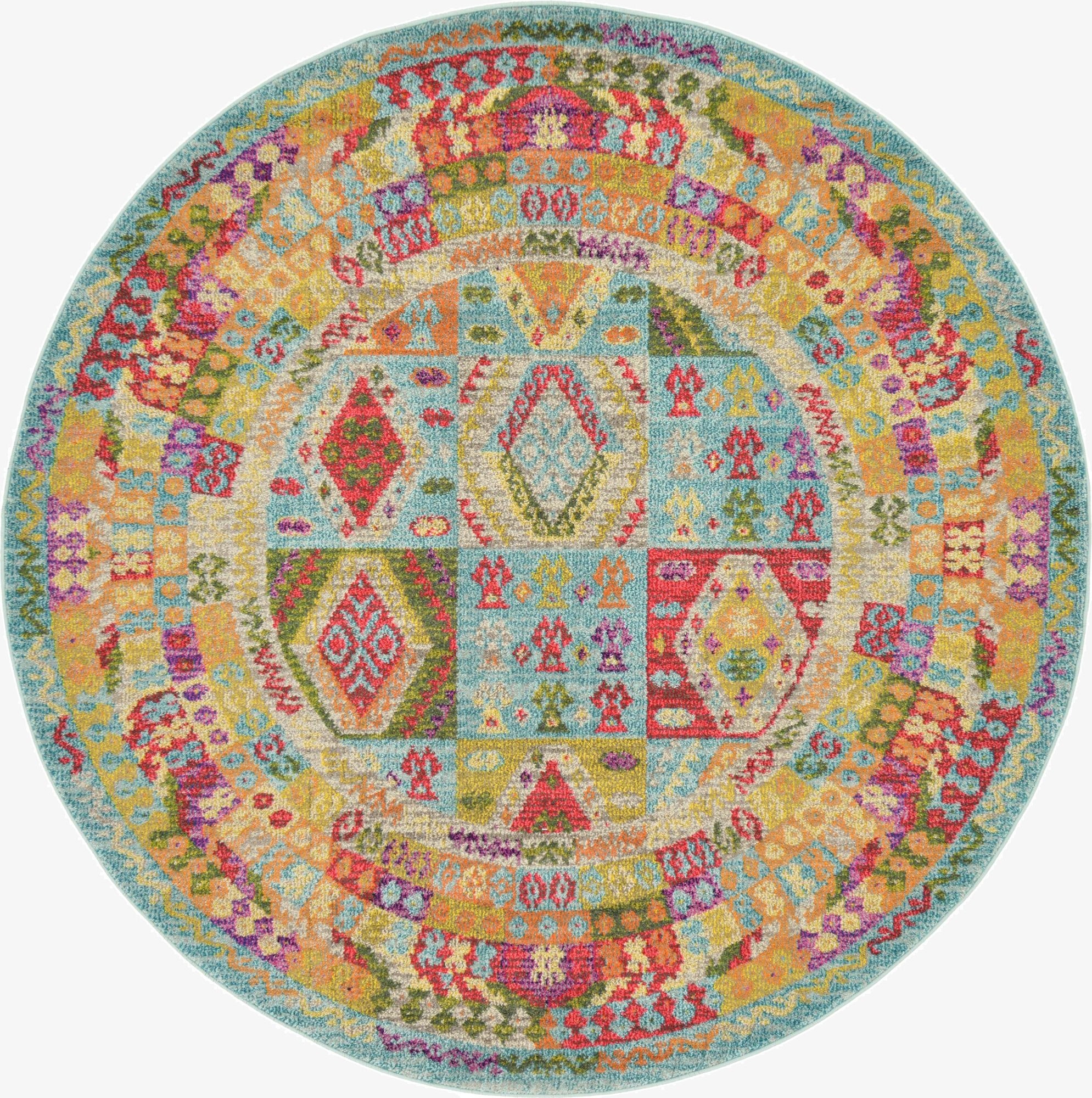  6' x 6'  Washable Mesa Round Rug