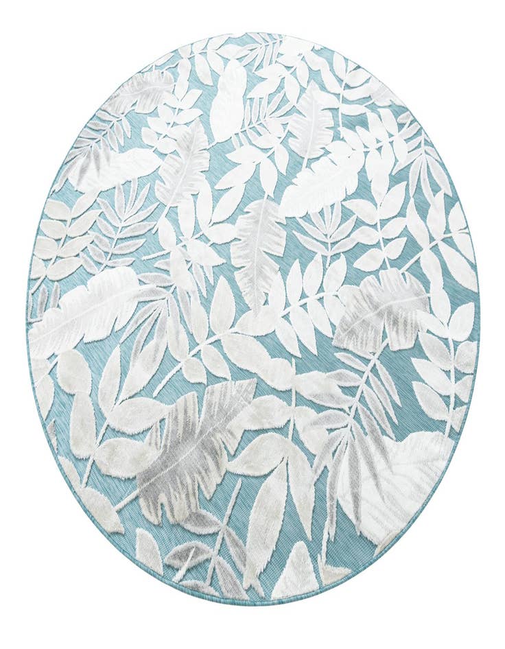 Detail image of  8' 2 x 8' 2  Washable Botanical Indoor / Outdoor Round Rug