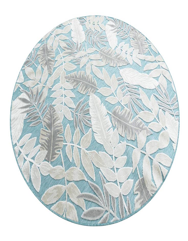 Detail image of  8' 2 x 8' 2  Washable Botanical Indoor / Outdoor Round Rug