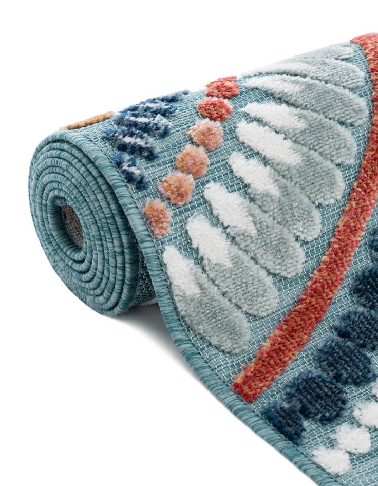 Detail image of  4' 5 x 4' 5  Washable Botanical Indoor / Outdoor Round Rug