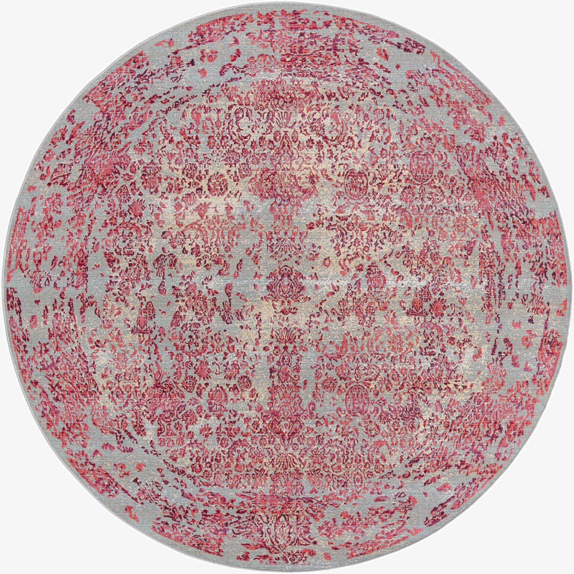  8' x 8'  Washable Botanical Indoor / Outdoor Round Rug