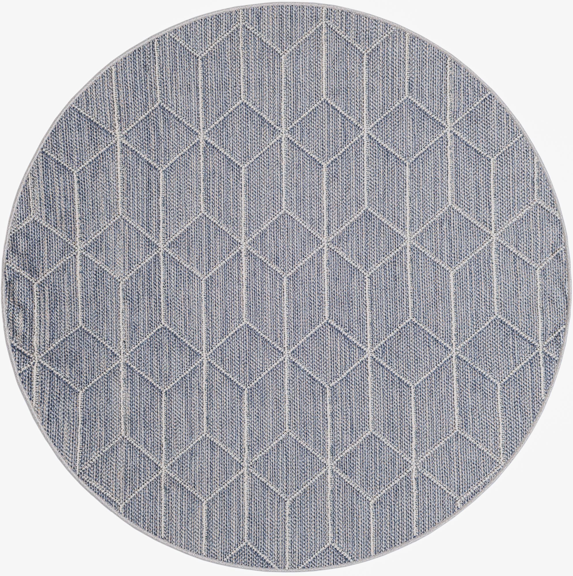  5' 3 x 5' 3  Washable Lattice Indoor / Outdoor Round Rug