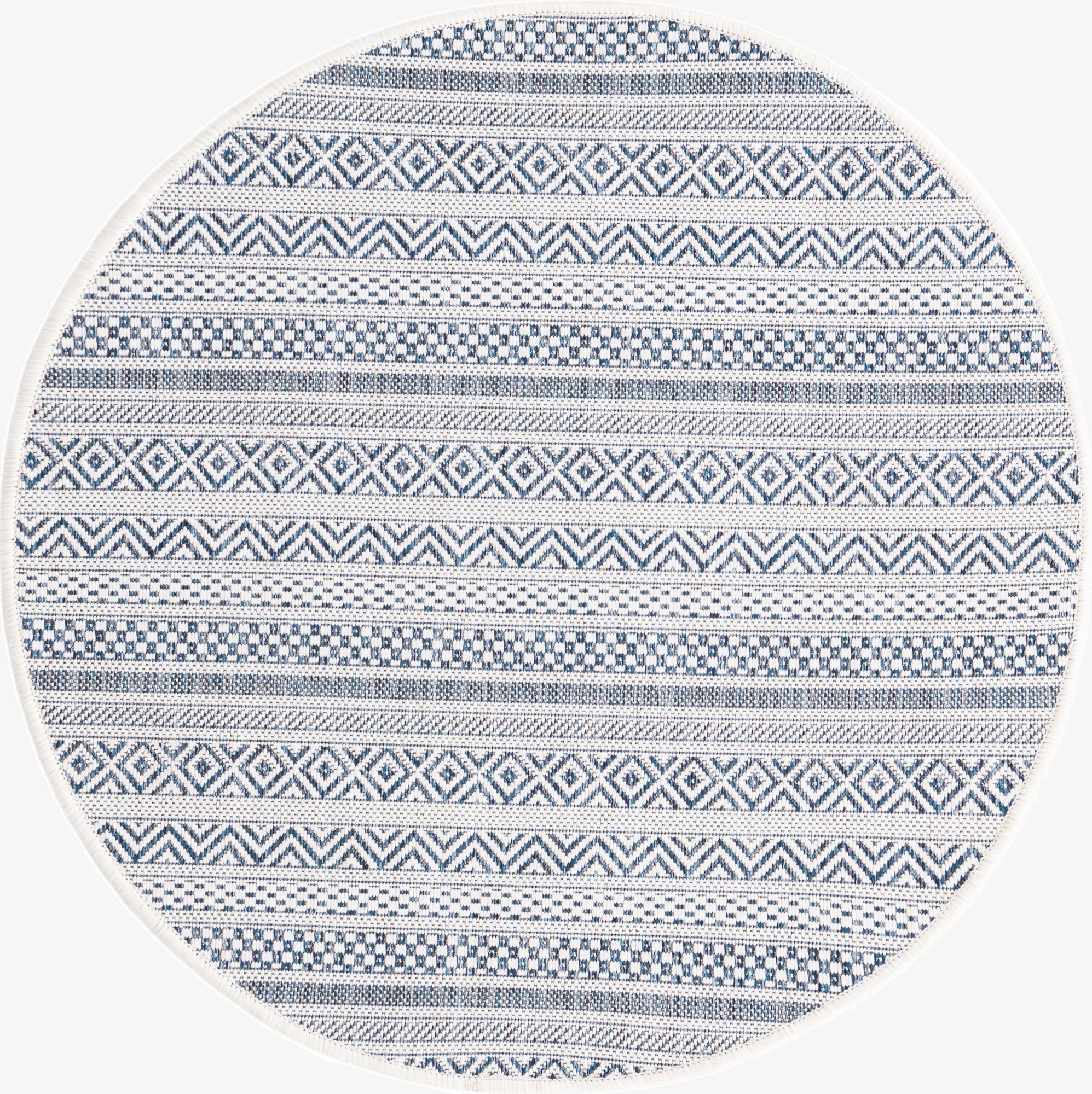  3' x 3'  Washable Ribbon Indoor / Outdoor Round Rug