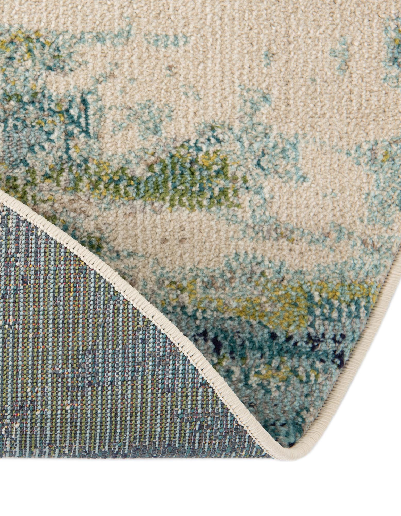 Light Blue 8' x 8' Washable Theia Round Rug | Rugs.com