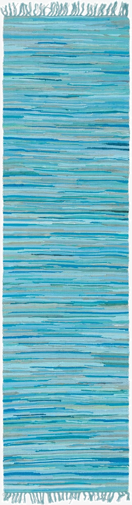  2' 7 x 9' 10  Hand Woven Chindi Cotton Runner Rug