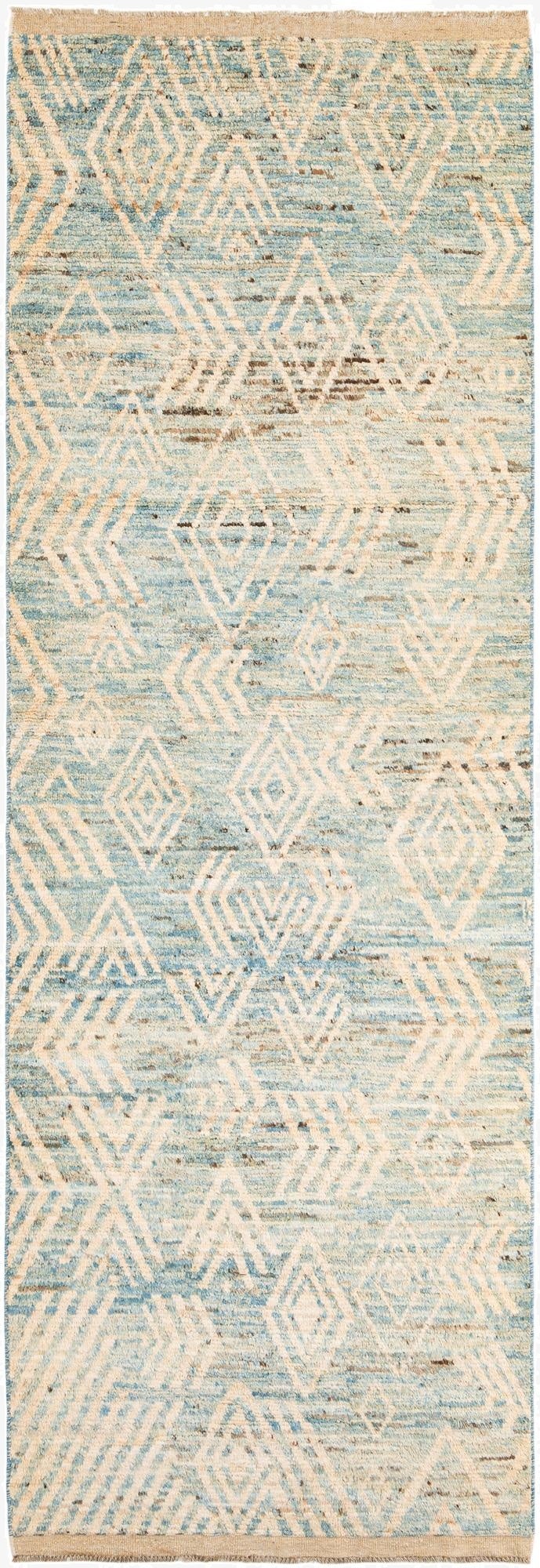  4' 5 x 13' 3  Hand Knotted Moroccan Wool Runner Rug