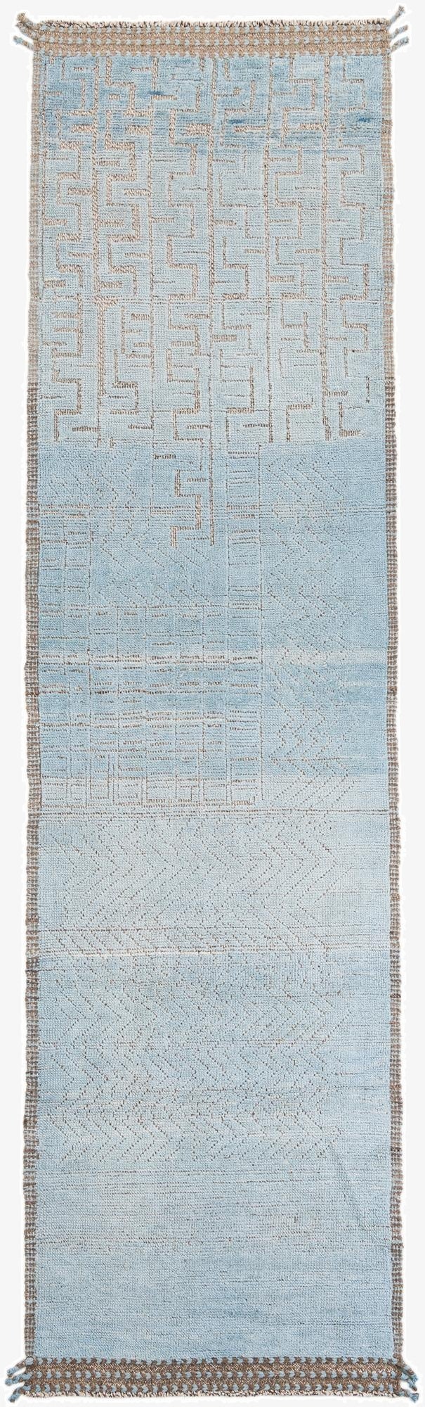  3' 4 x 12'  Hand Knotted Moroccan Wool Runner Rug