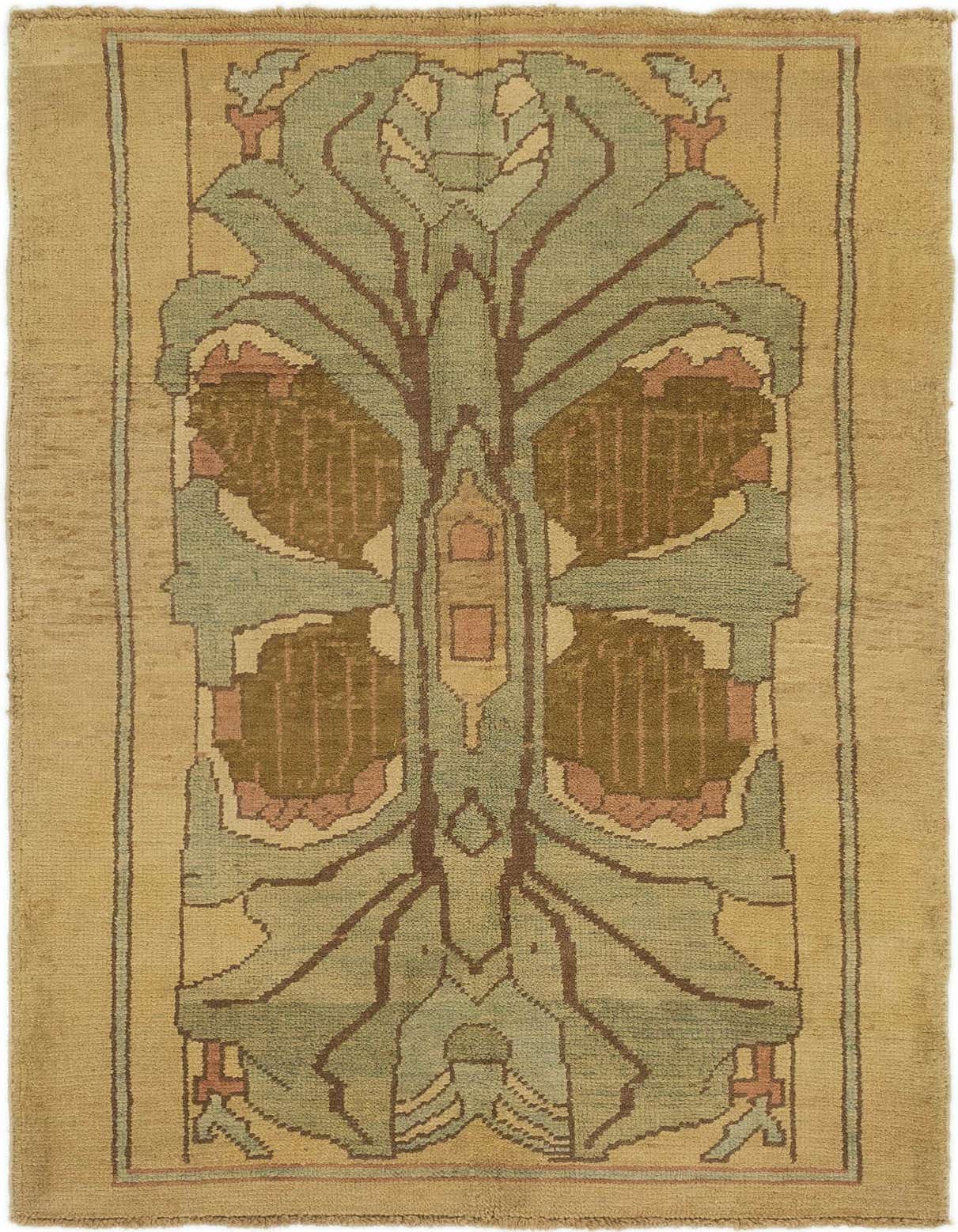 A 7 ft runner rug in light blue, brown, and beige with a traditional abstract pattern, perfect for a hallway.