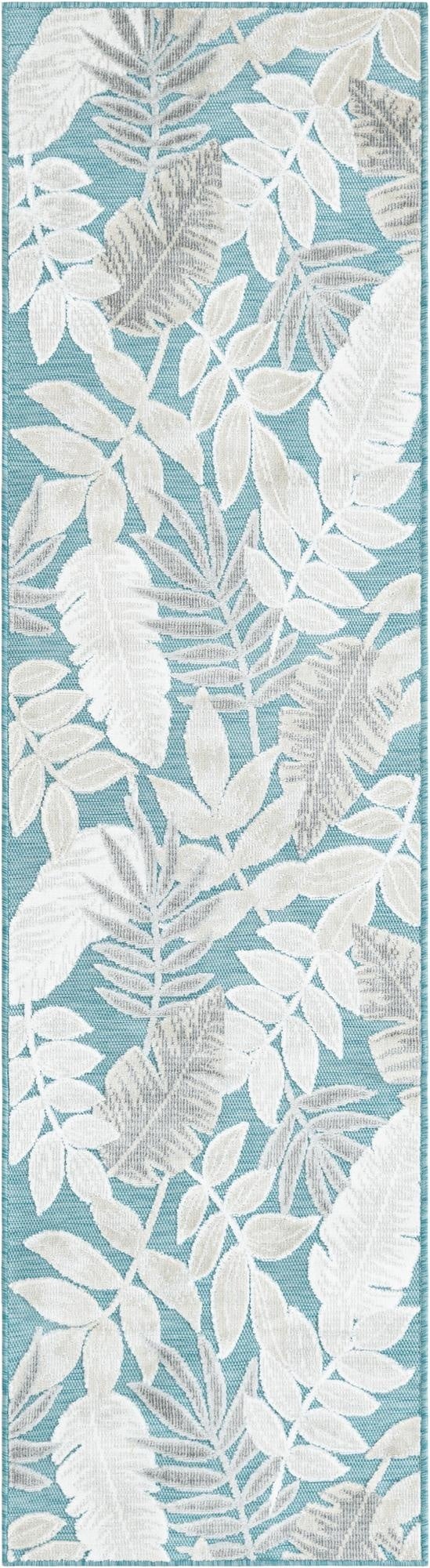  2' 2 x 8'  Washable Botanical Indoor / Outdoor Runner Rug