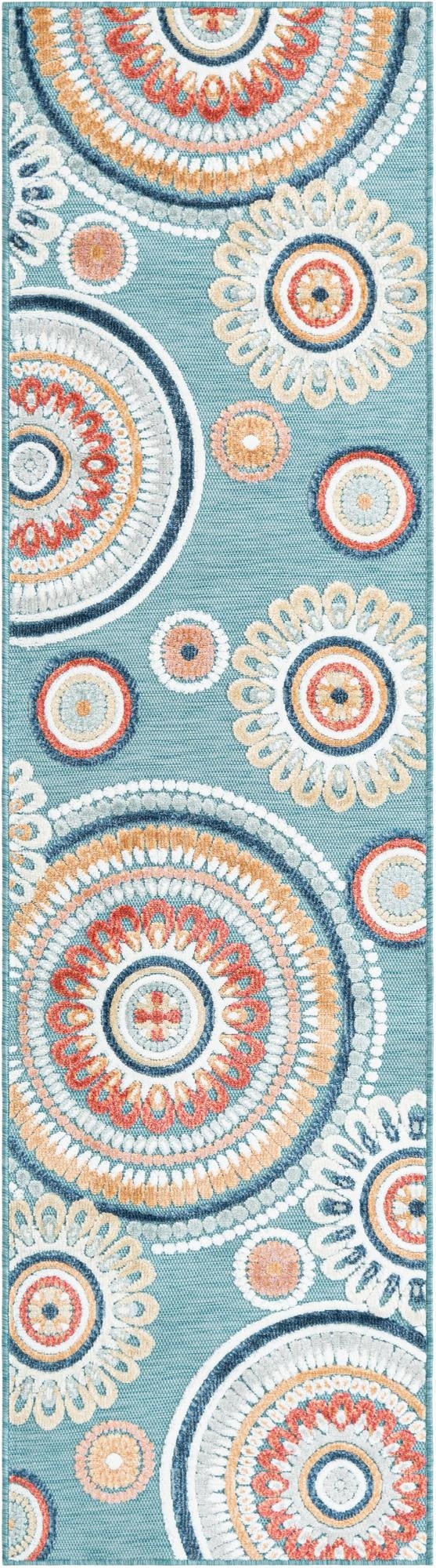  2' 2 x 8'  Washable Botanical Indoor / Outdoor Runner Rug