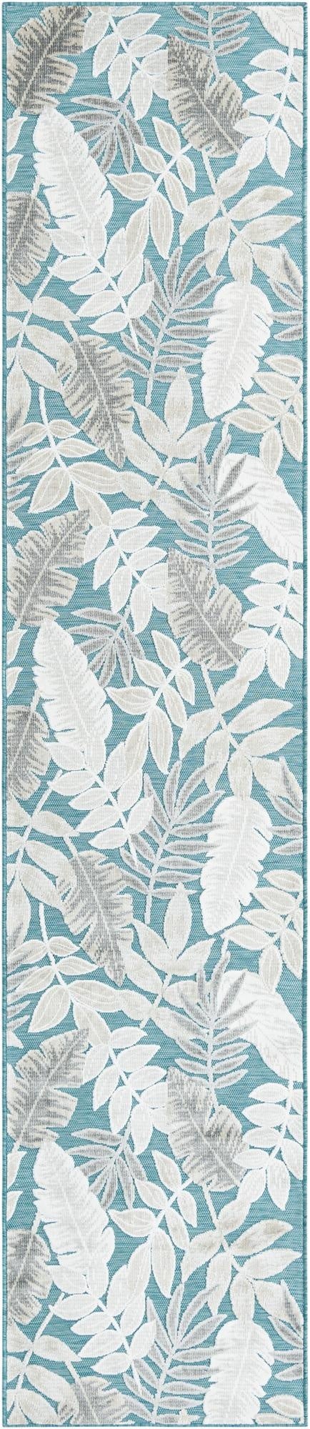  2' 7 x 12'  Washable Botanical Indoor / Outdoor Runner Rug