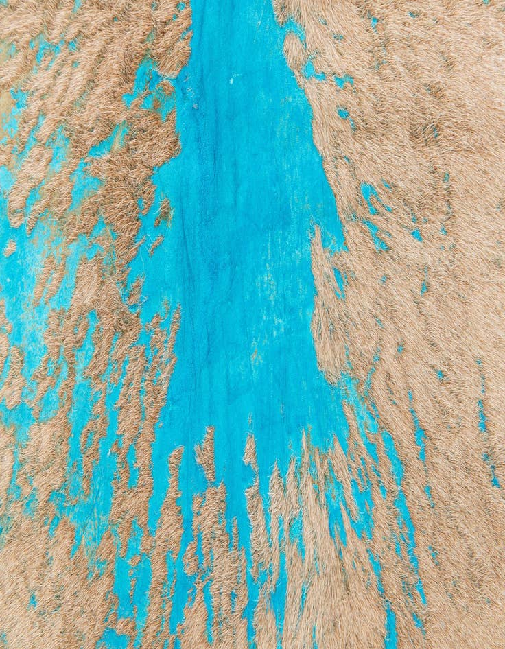 Detail image of  7' 3 x 7' 4 Cowhide Leather Square Rug