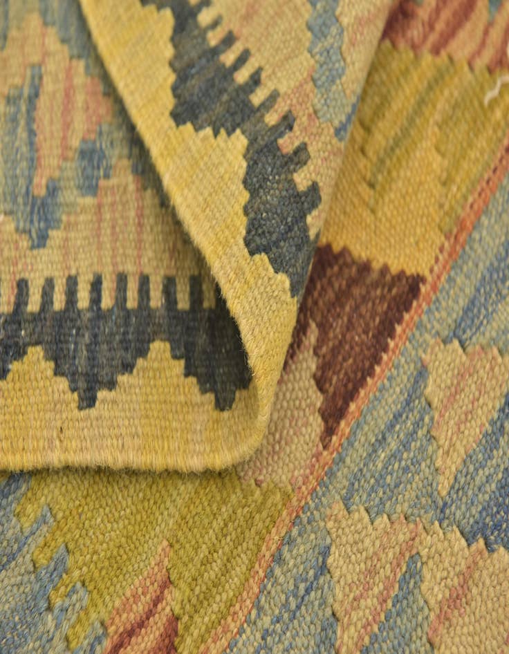 Detail image of  3' 2 x 3' 8  Hand Woven Kilim Maymana Wool Square Rug