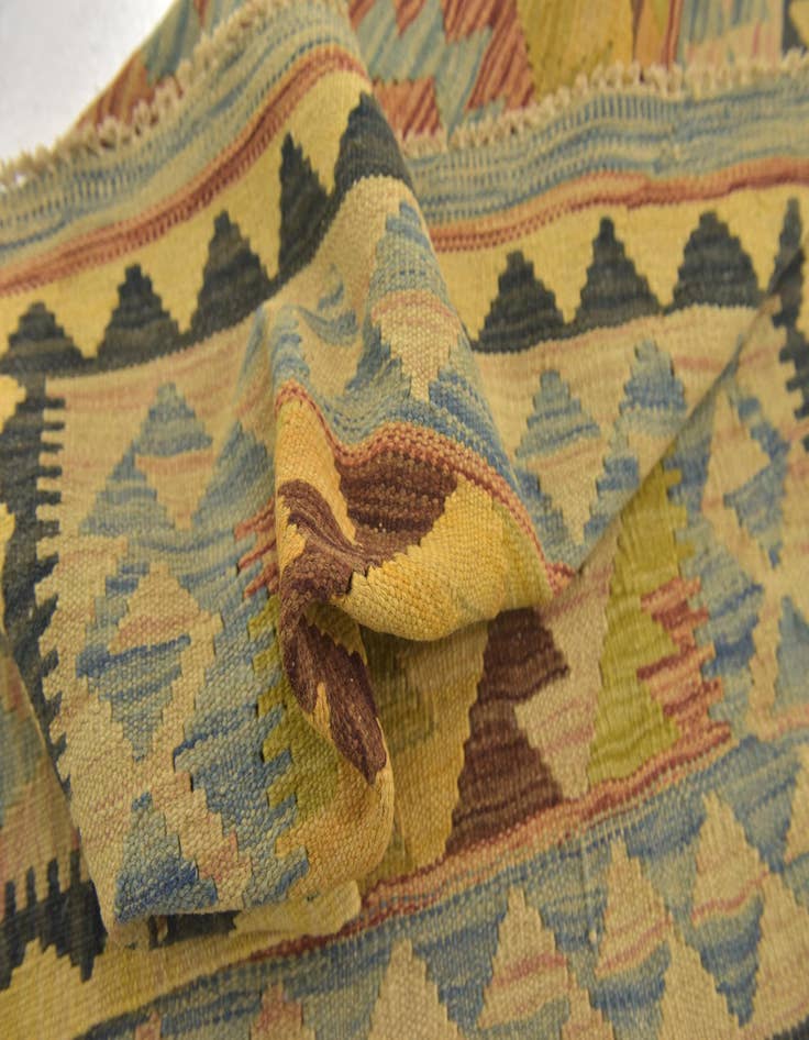 Detail image of  3' 2 x 3' 8  Hand Woven Kilim Maymana Wool Square Rug