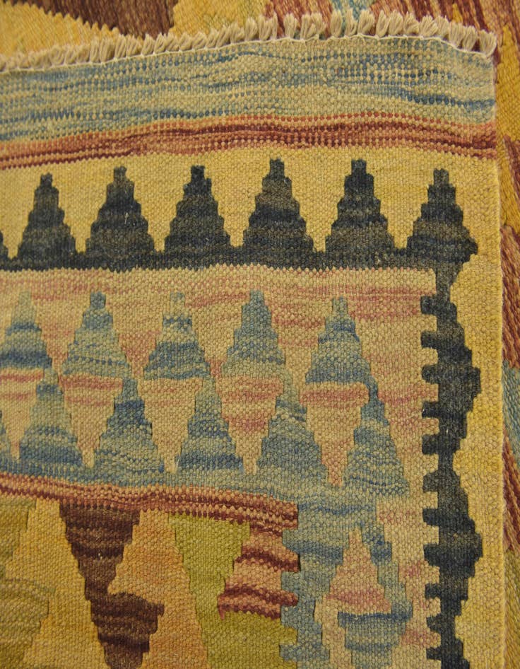 Detail image of  3' 2 x 3' 8  Hand Woven Kilim Maymana Wool Square Rug
