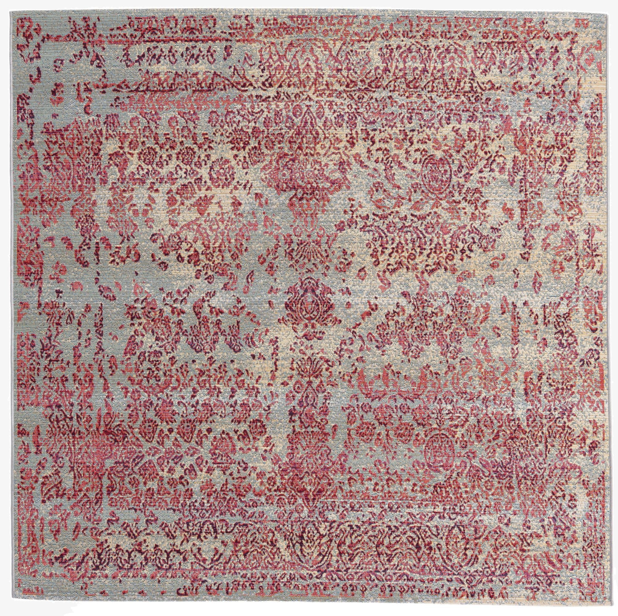  6' x 6'  Washable Botanical Indoor / Outdoor Square Rug