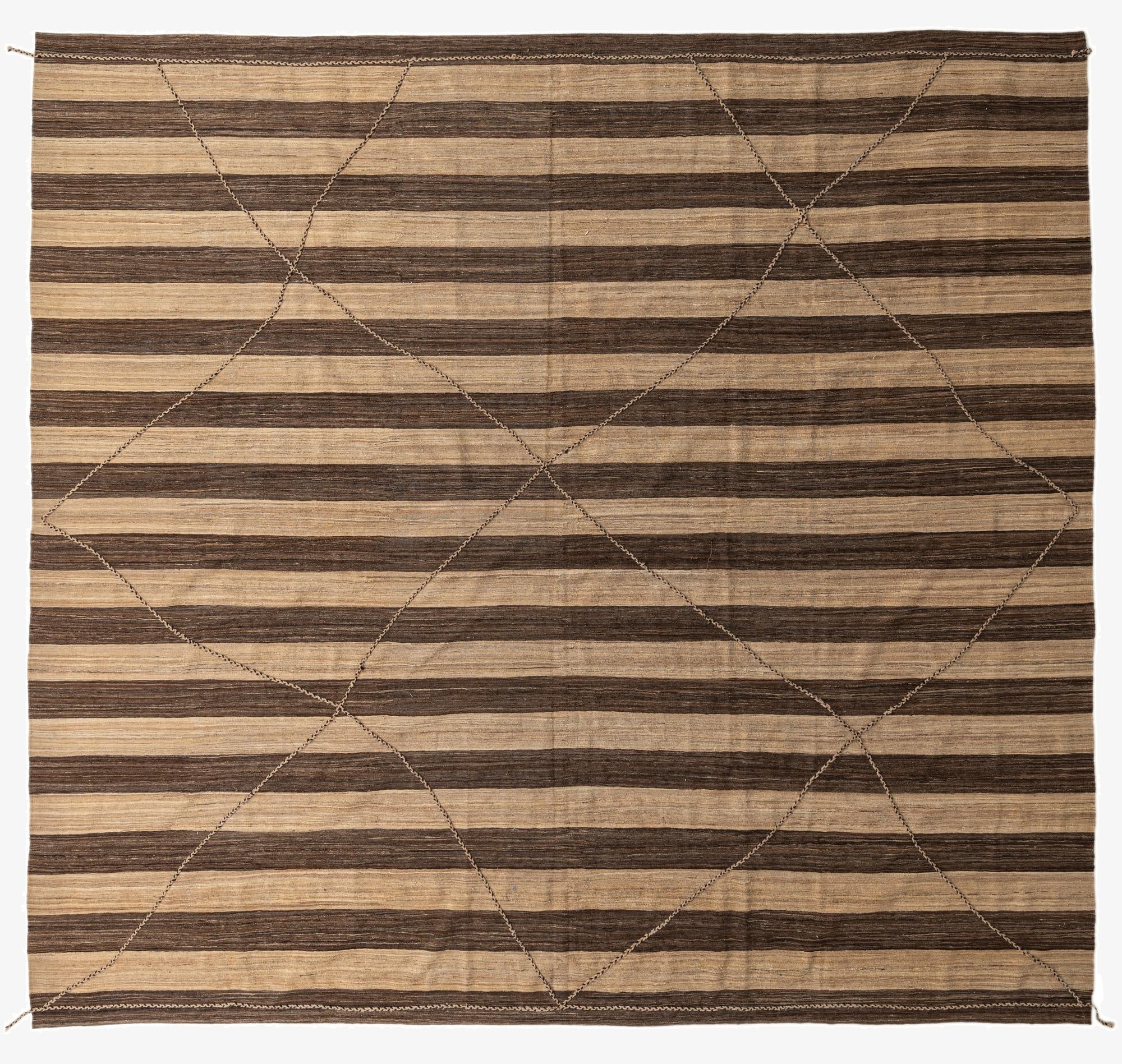  12' 9 x 13' 10  Hand Knotted Moroccan Wool Square Rug