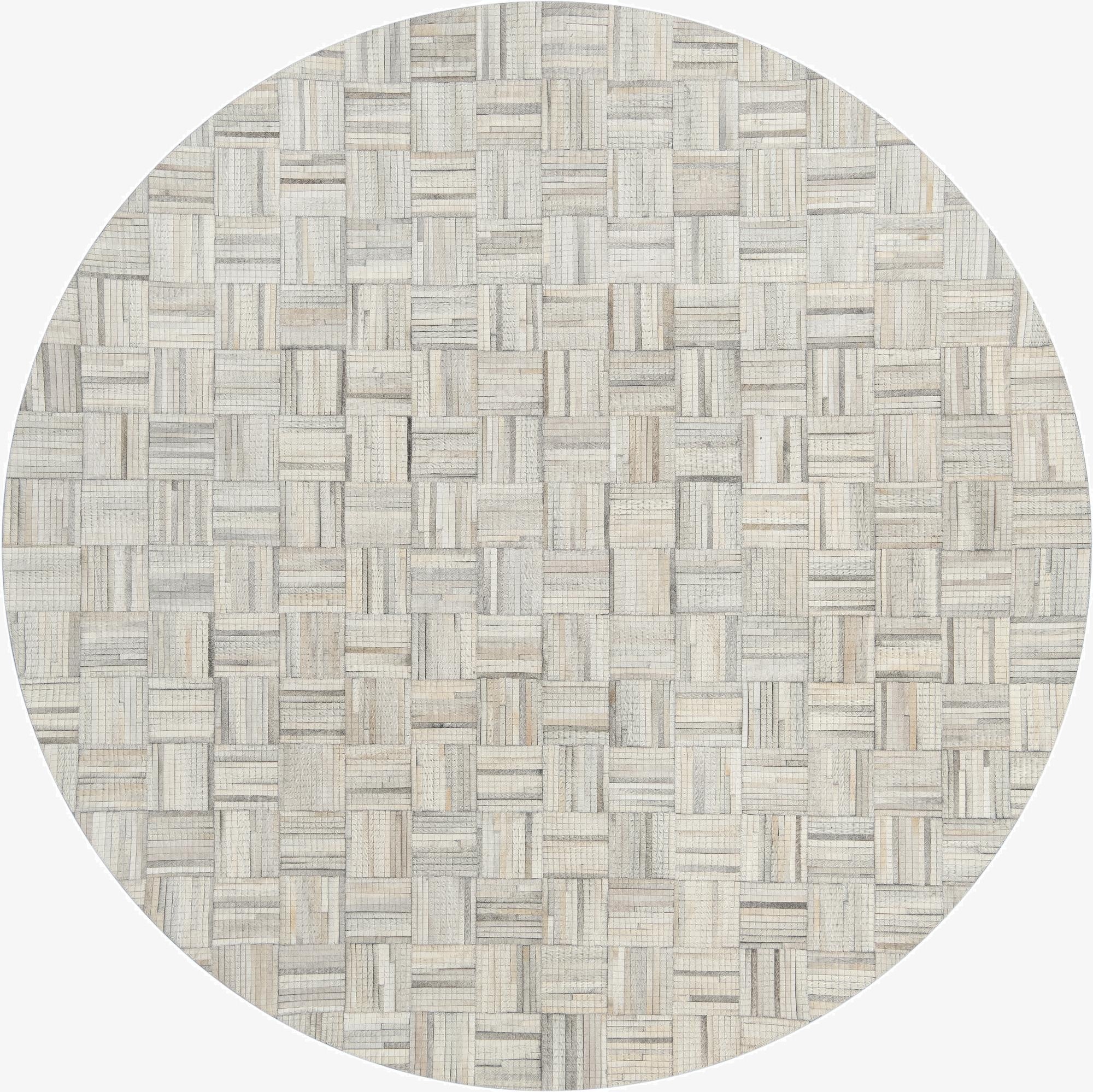 7' 10 x 7' 10 Cowhide Leather Round Rug