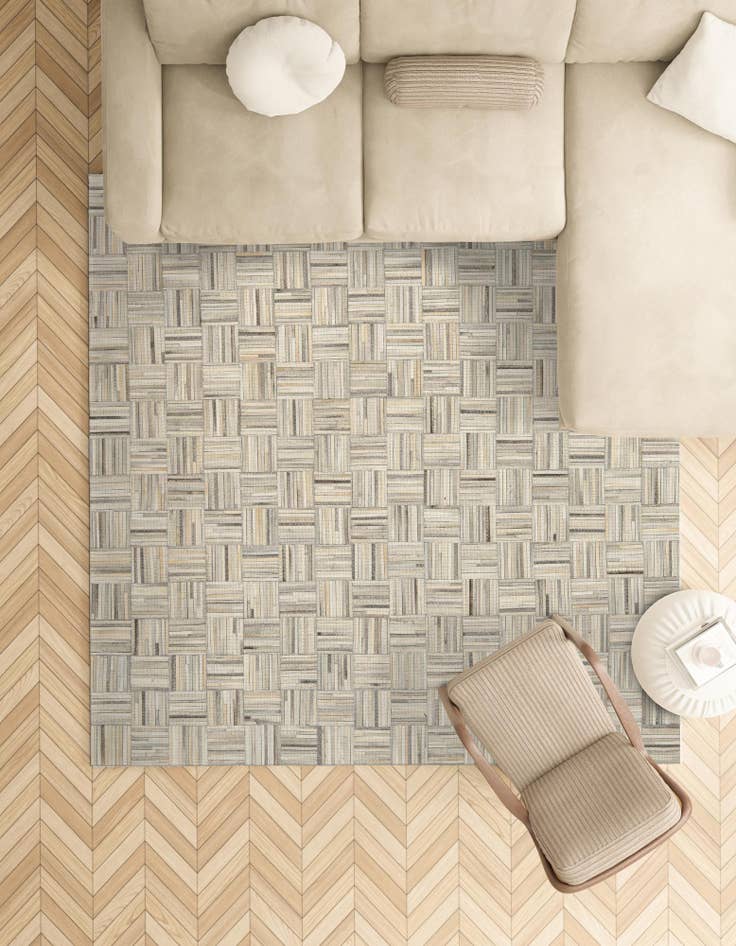 Detail image of  7' 10 x 7' 10 Cowhide Leather Square Rug