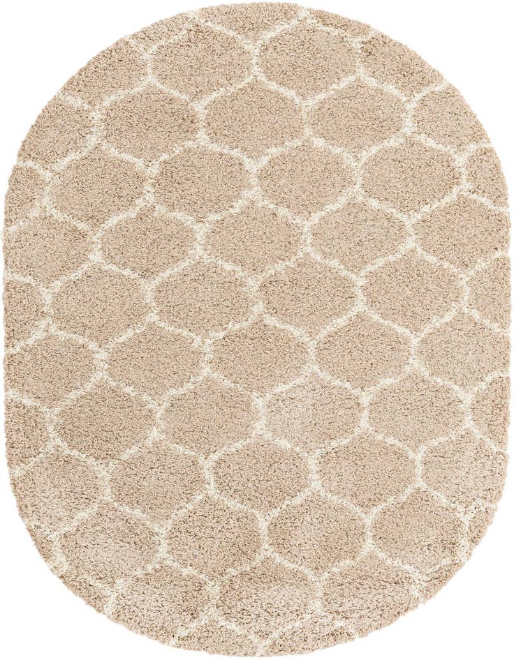 Detail image of  5' 3 x 8' Lattice Shag Oval Rug