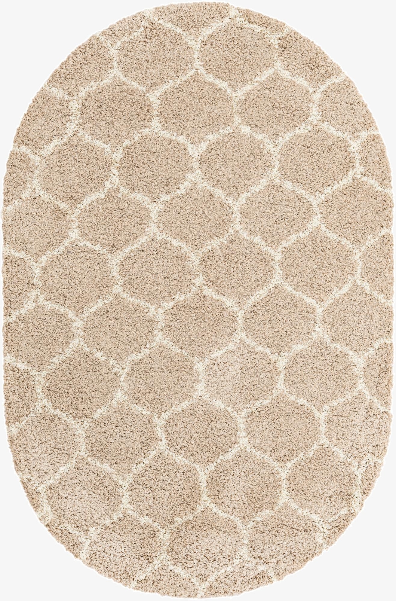  5' 3 x 8' Lattice Shag Oval Rug