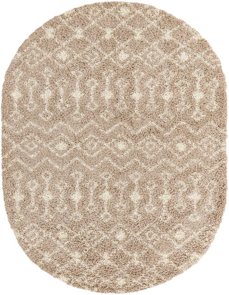 Detail image of  5' 3 x 8' Moroccan Trellis Shag Oval Rug