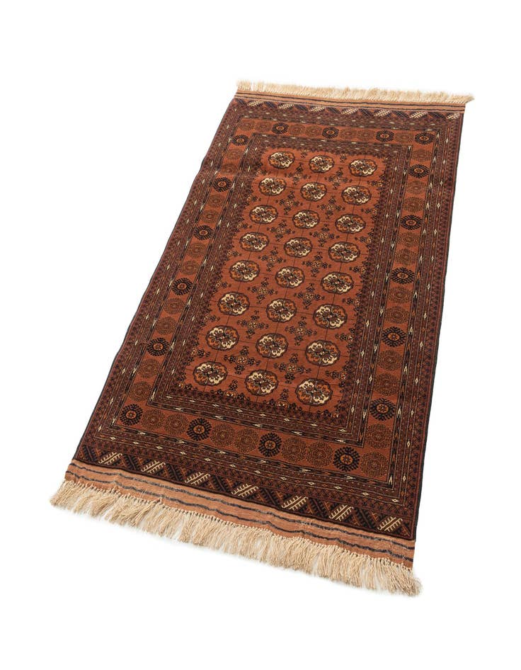 Detail image of  4' 2 x 6' 2  Hand Knotted Afghan Akhche Oriental Wool Rug