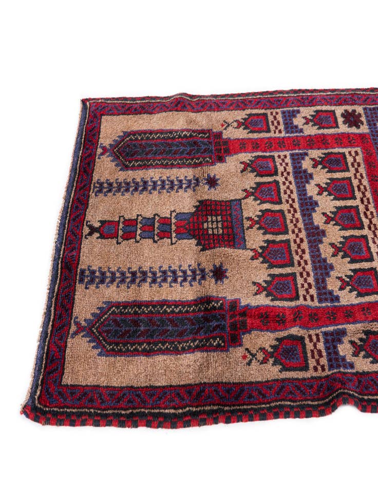 Detail image of  2' 10 x 4' 8  Hand Knotted Balouch Persian Wool Rug